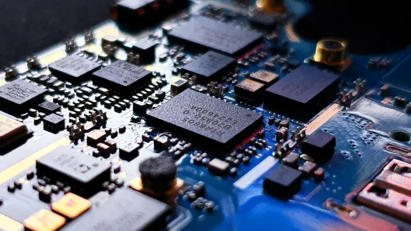Close-up of electronic components and circuit board for commercial supply